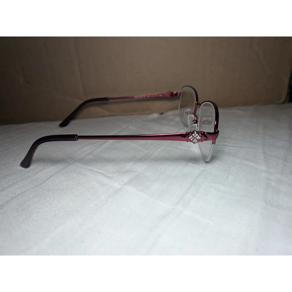 TRES JOLIE EYEGLASSES FRAME 173 614 RED BURGUNDY 51-17-135 HALF RIMLESS MS41